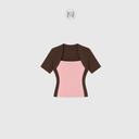 combi cotton t-shirt (brown x pink)