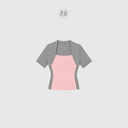 combi cotton t-shirt (grey x pink)