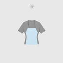 combi cotton t-shirt (grey x blue)