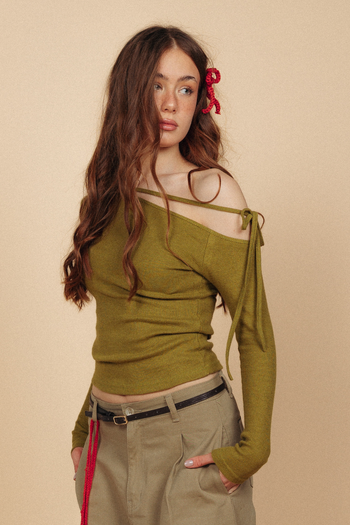 Angel Bowknot T-Shirt - Olive