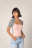 combi cotton t-shirt (grey x pink)