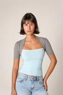 combi cotton t-shirt (grey x blue)