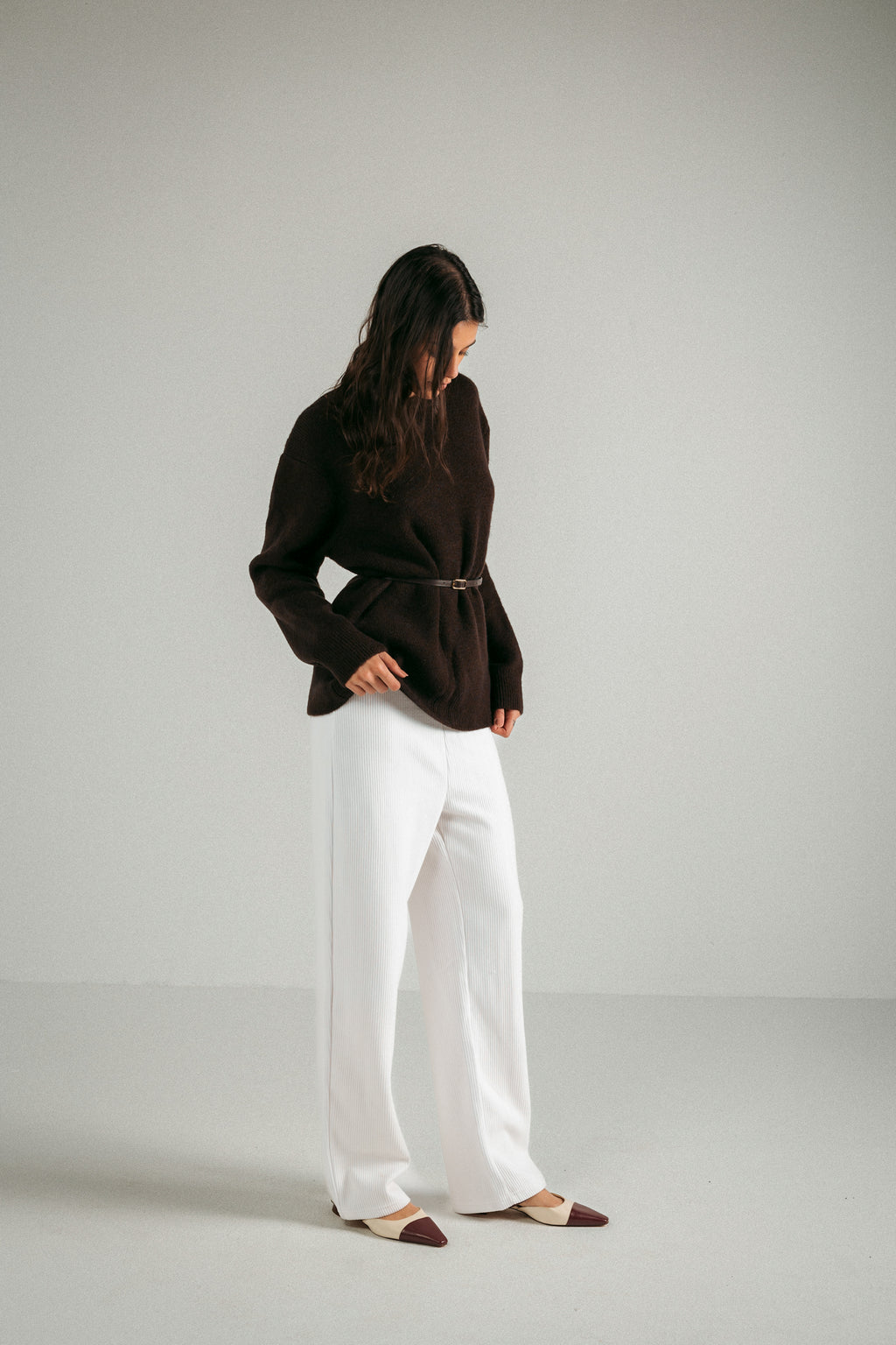 RIBBED COTTON PANTS - WHITE