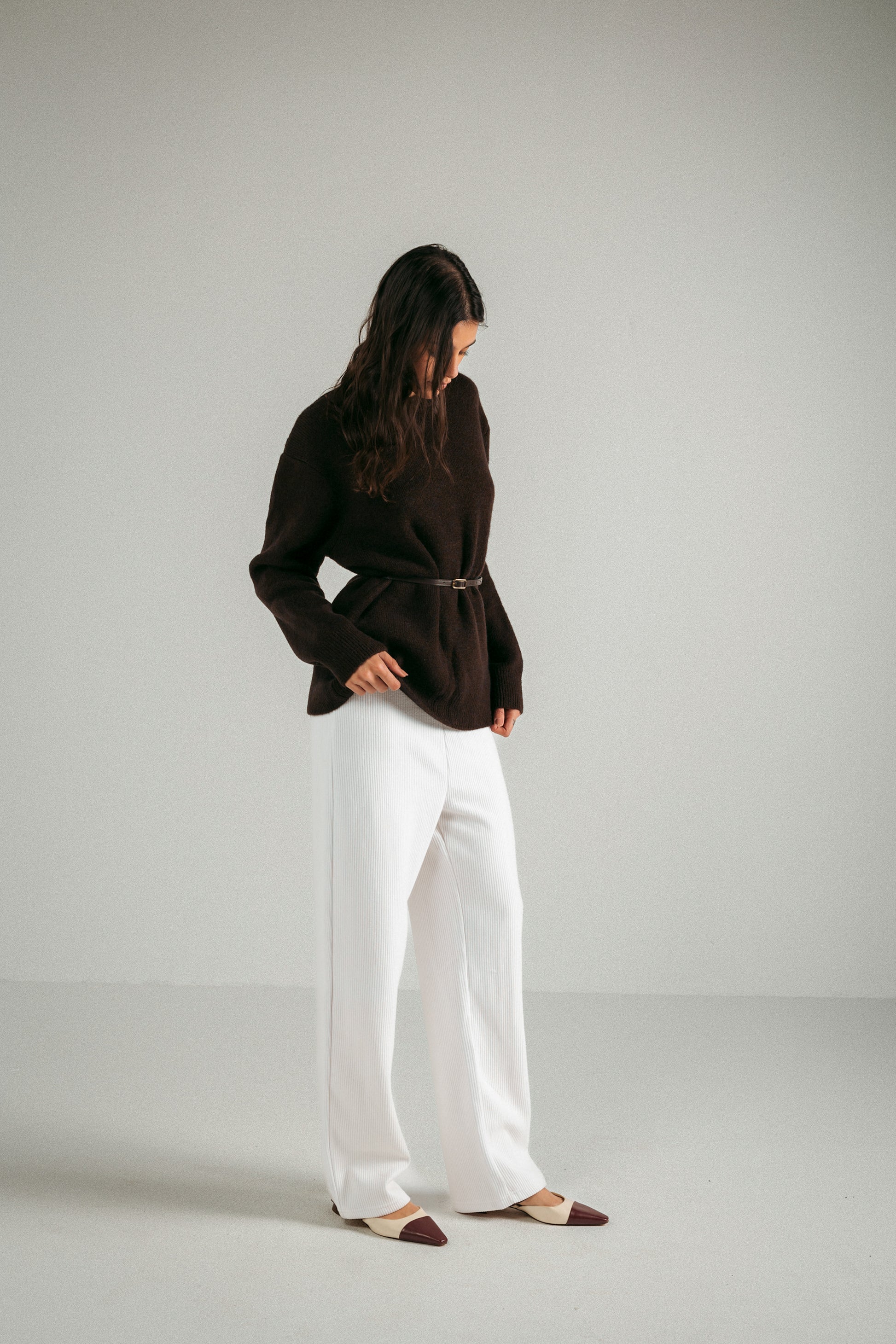 RIBBED COTTON PANTS - WHITE