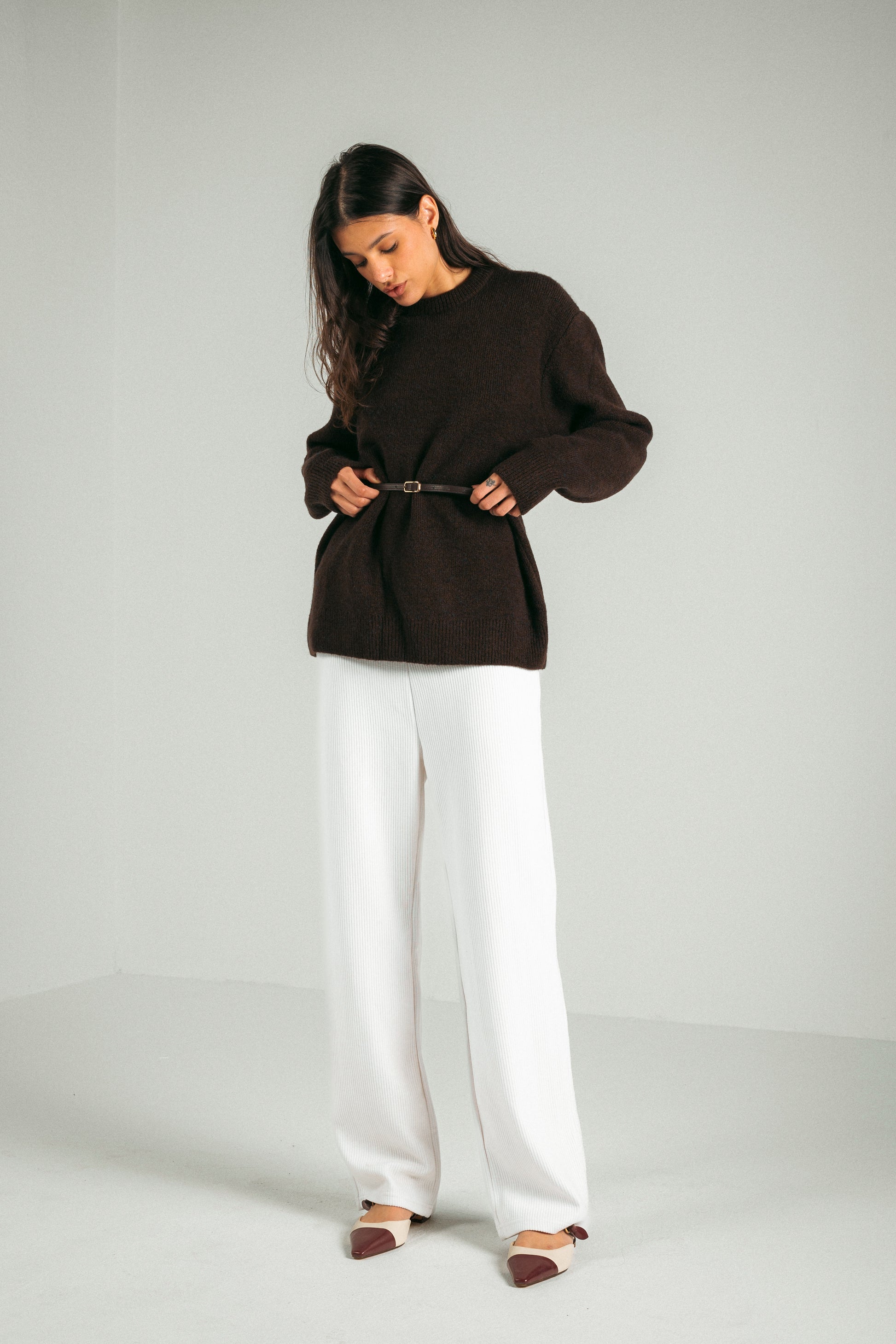 RIBBED COTTON PANTS - WHITE