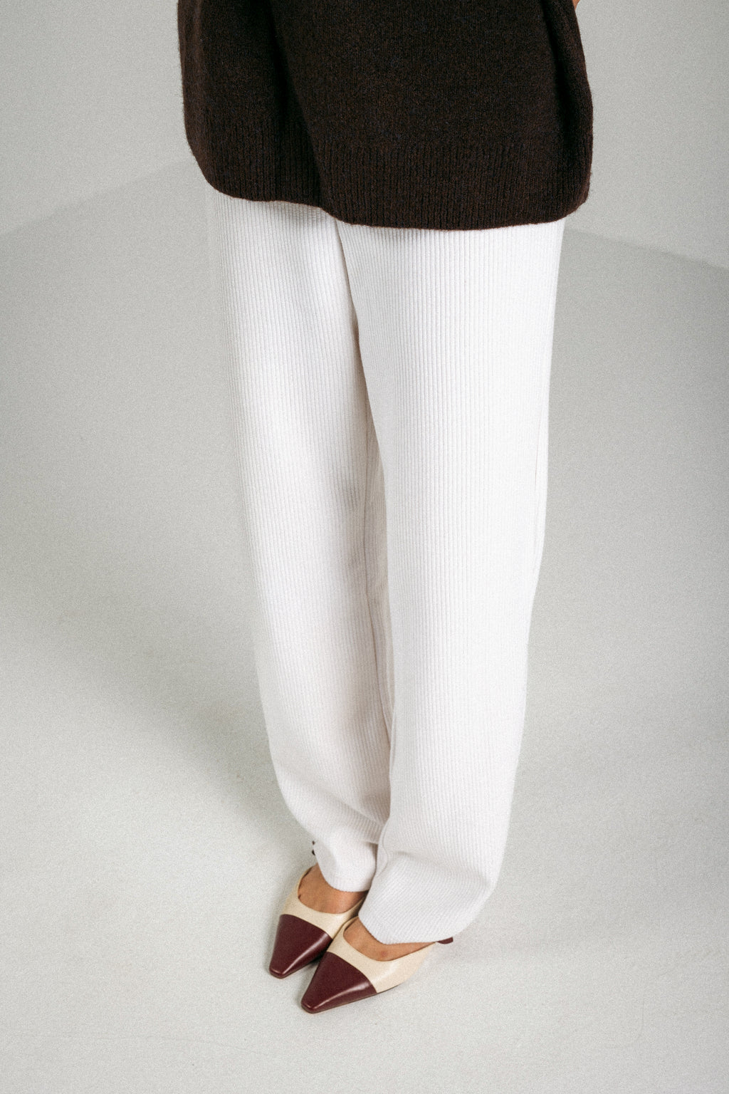 RIBBED COTTON PANTS - WHITE