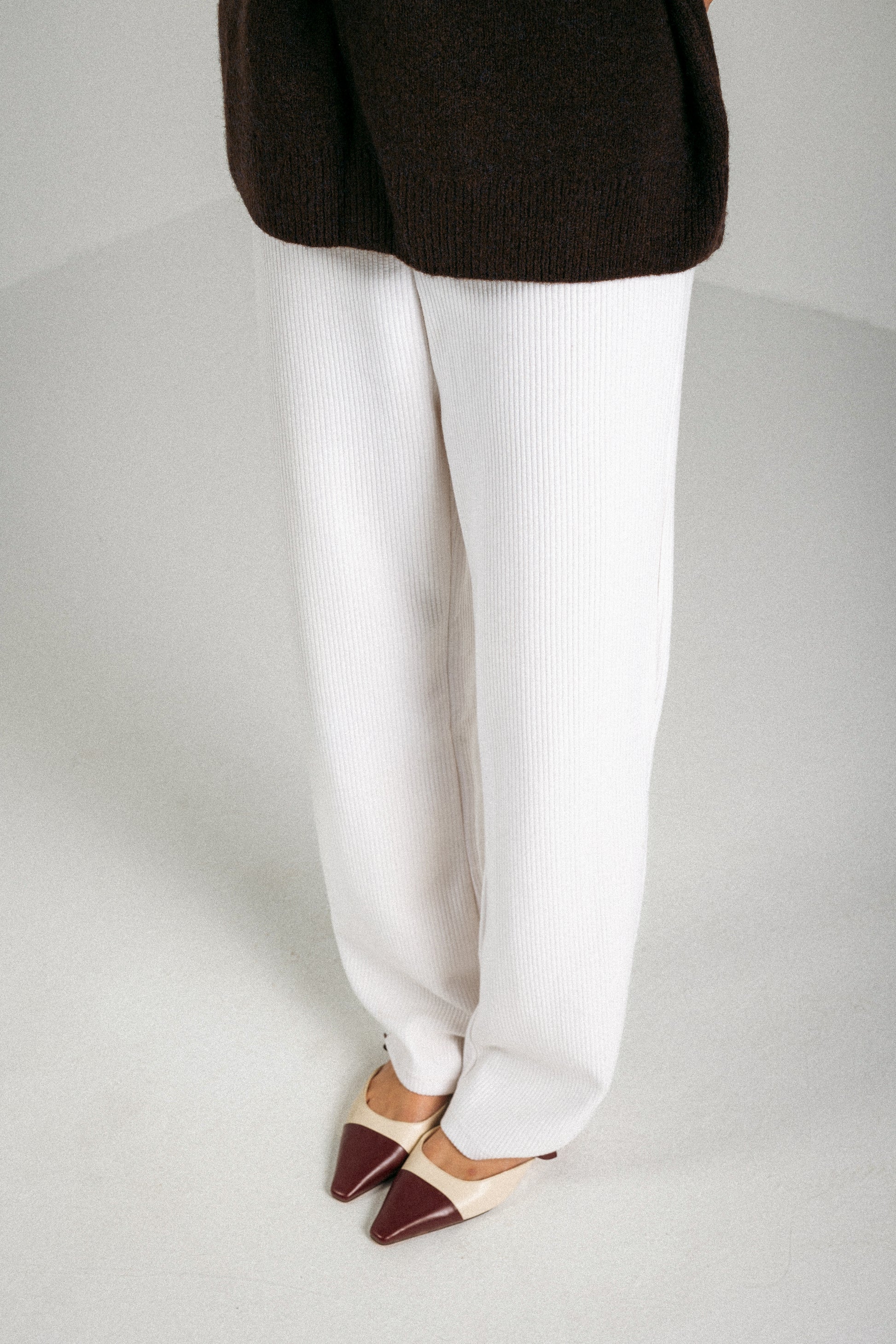 RIBBED COTTON PANTS - WHITE