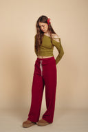 Ribbed Pants - Cherry Red