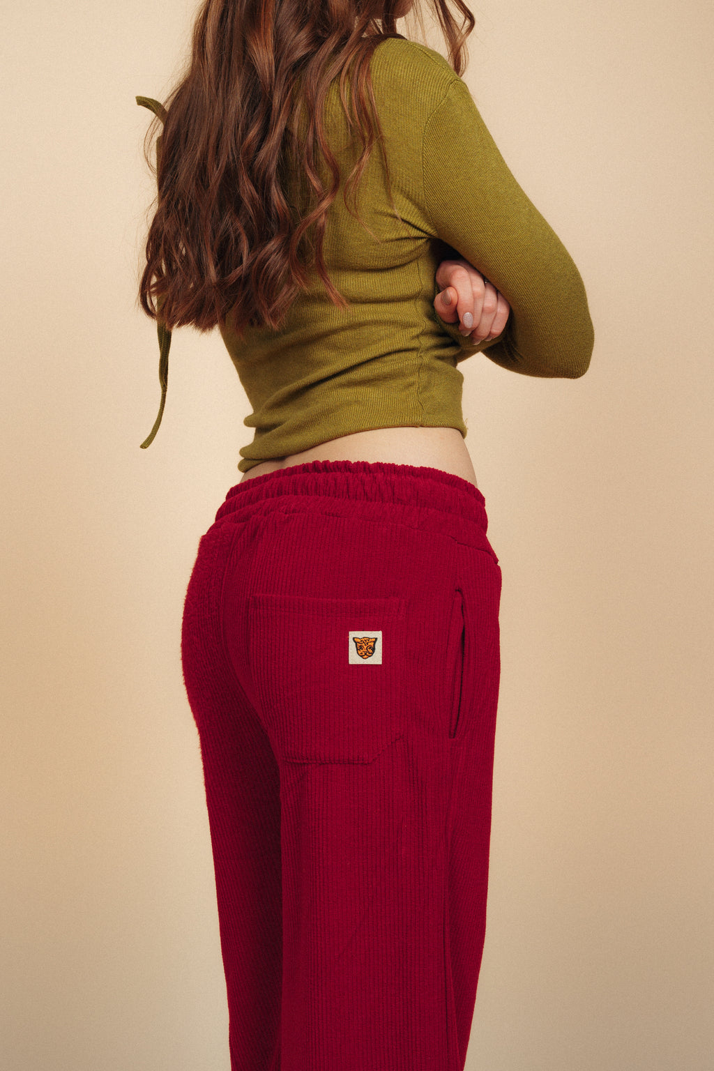 Ribbed Pants - Cherry Red