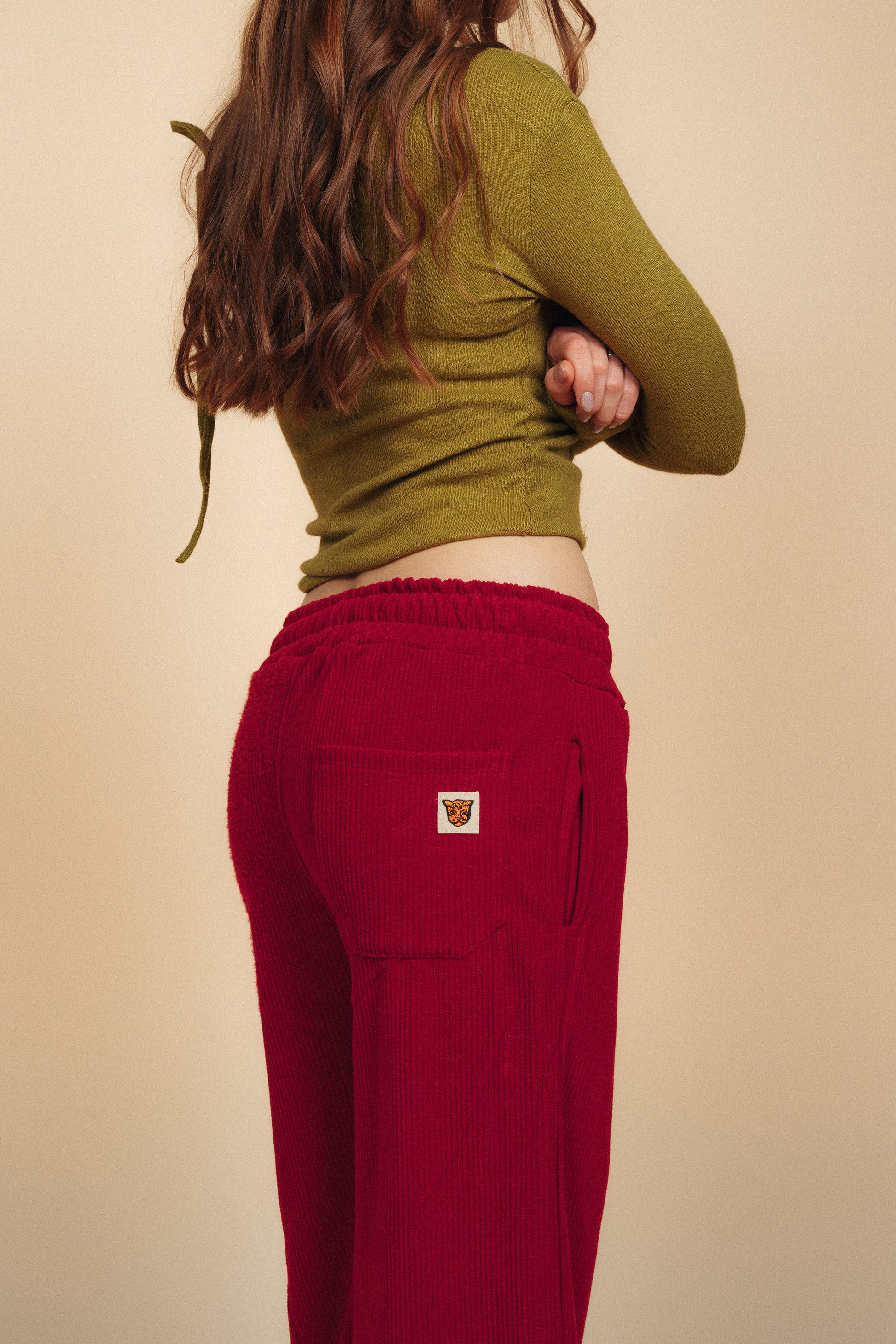 Ribbed Pants - Cherry Red