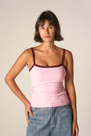 Ringer Sleeveless Top (pink)