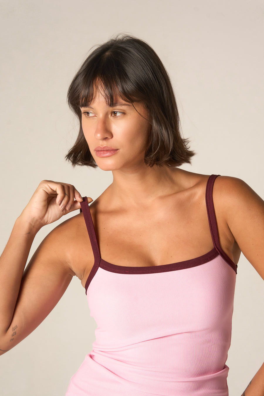 Ringer Sleeveless Top (pink)
