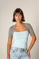 combi cotton t-shirt (grey x blue)