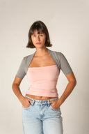 combi cotton t-shirt (grey x pink)